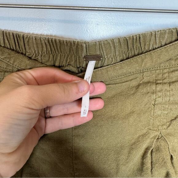 Free People Silver Springs Army Green Side Tie Linen Shorts Size XS - Picture 5 of 8